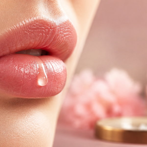 Labios hidratados con gota de sérum de ácido hialurónico, tratamiento Hidralips en Ananda Centro Médico Estético Murcia