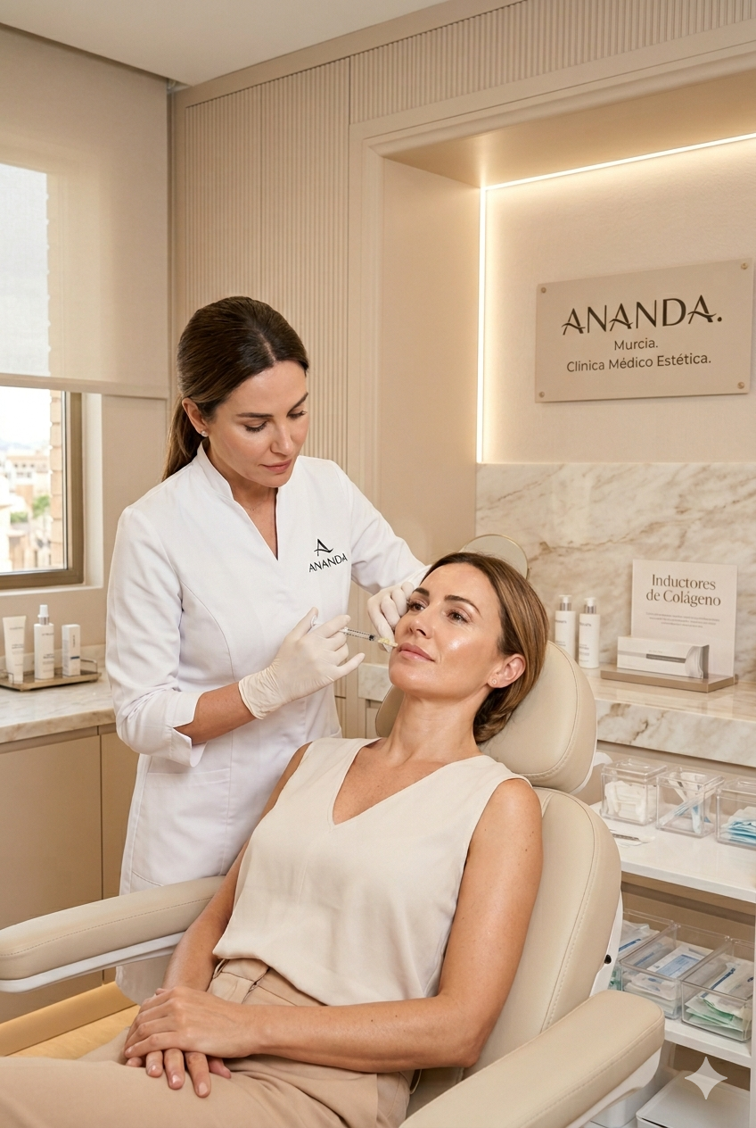 Tratamiento de inductores de colágeno con Radiesse aplicado en Ananda Centro Médico Estético Murcia