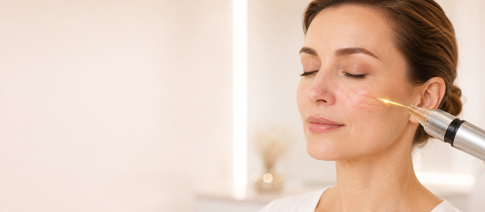 Tratamiento de láser vascular facial para telangiectasias y capilares visibles en Murcia